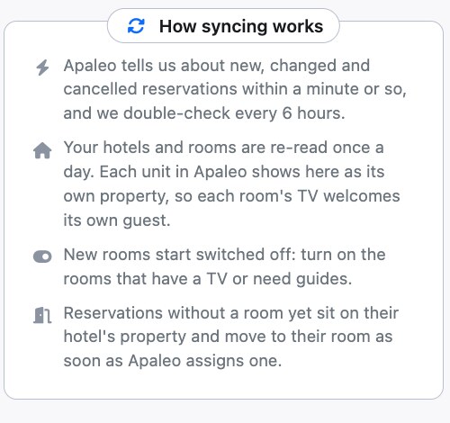 How syncing works panel on the Apaleo page in BetterSTR